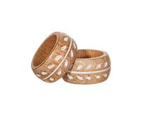 Sass & Belle Mango Wood Carved Napkin Ring - Set Of 2
