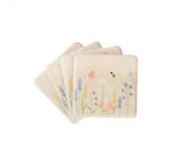 Sass & Belle Meadow Floral Table Coasters - Set of 4 Colourful Coffee Mug Coasters for Home Decor, Table Decor & Dining - Designed by Sass and Belle