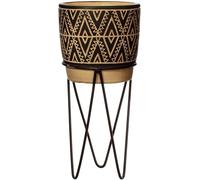 Sass & Belle Nomad Cement Planter with Wire Stand in Black Sass & Belle Black
