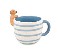 Sass & Belle Peeking Sausage Dog Mug - Quirky Coffee Cup for Dog Lovers, Novelty Gift Idea, Cute Striped Ceramic Tea Cup, Playful Mug for Home or Office, Ideal Gifts for Her or Him
