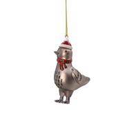 Sass & Belle Pigeon Christmas Tree Decoration, Festive Bird Ornament with Santa Hat and Scarf, British Wildlife Theme, Glitter Accents, 6 x 8.5 cm