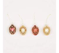 Sass & Belle Red & Gold Heirloom Oval Baubles - Set of 4