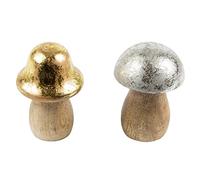 Sass & Belle Scandinavian Christmas Toad stool wooden Decoration (set of 2) - (Metalic Free standing)