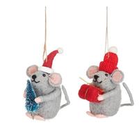 Sass & Belle Set of 2 Mice Christmas Tree Ornaments