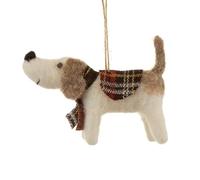 Sass & Belle Tartan Dog Hanging Felt Decoration