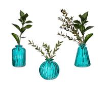 Maia Gifts Turquoise Glass Bud Vases Set