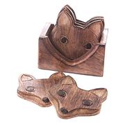 Sass & Belle Wooden Brown Fox Coasters - Set of 6