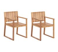 Beliani Set Of 2 Garden Chairs Sassari Ii Certified Acacia Wood Light Brown