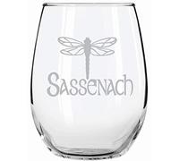 Sassenach Gaelic Scottish Stemless Glass | Outlander Highlander Fans with Dragonfly | Perfect for women and men that Identify with Irish, Scottish, Celtic or Gaelic Heritage or Just Enjoys the Series