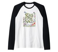 Sassench Dragonfly Scottish Thistles Wildflowers Watercolor Raglan Baseball Tee