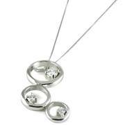Sassi Sterling Silver Pendant 3 Circles with Clear CZ'S & 16/46cm Curb Chain