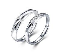 sassu fine Endless Love Couple Rings Super Cubic Zirconia Silver 925 Adjustable Wedding Rings Promise Rings (Couple Rings)