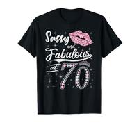 Sassy And Fabulous At 70 70Th Pink Crown Lips Women Birthday T-Shirt