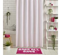 Sassy B Bathroom Stripe Tease 180x180cm Shower Curtain White Pink