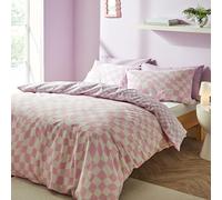 Sassy B Bedding Checkerboard Wave Reversible Single Duvet Cover Set with Pillowcases Pink