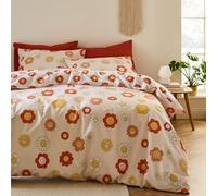 Sassy B Bedding Groovy Floral Reversible King Duvet Cover Set with Pillowcases Natural