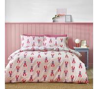 Sassy B Lobster Stripe Reversible Duvet Cover Set Pink / Blue - King - Pink / Blue