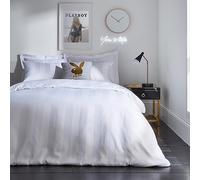 Sassy B Playboy Bedding Soft Satin Stripe Double Duvet Cover Set with Pillowcases White
