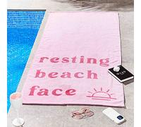'Resting Beach Face' Beach Towel Sassy B Pink Bath Sheet