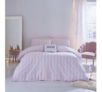 Sassy B Stripe Tease Reversible Double Duvet Cover Set With Pillowcases Pink