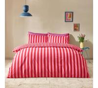 Sassy B Stripe Tease Reversible Duvet Cover Set Red - King - Red
