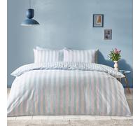 Sassy B Stripe Tease Reversible Single Duvet Cover Set with Pillowcase Blue