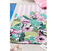 Sassy B Tropical Flamingo Stripe Beach Towel Pink