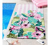 Sassy B Tropical Flamingo Stripe Cotton 75x160cm Beach Towel Pink