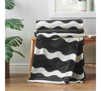 Sassy B Waves Reversible 200 x 240 cm Oversized Blanket Throw Black/White