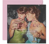 Sassy Birthday Card for Bestie - Classy, Sassy, and a Little Bit Bad Assy - Two Fabulous Friends on a Night Out - 145mm Square, Envelope Included