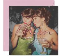 Sassy Birthday Card for Step Mum - Always Classy, Sassy and a Little Bit Bad Assy - Vintage-style Cocktail Celebration, Mothers' Day - 145mm Square, Envelope Included