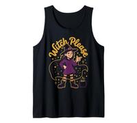 Sassy Cartoon Witch Halloween Vector Graphic Tank Top