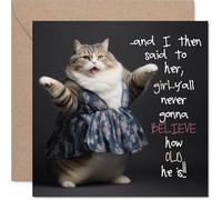 Sassy Cat Birthday Card for Women and Men, Yall Never
