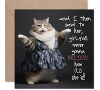 Sassy Cat Birthday Card for Women and Men, Yall Never | Happy Birthday Card for Grandma Friend Partner Husband, 145mm Bday Greeting Cards