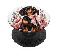 Sassy Dachshund Coquette Bow Floral Design Cute Wiener Dog PopSockets Adhesive PopGrip