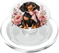 Sassy Dachshund Coquette Bow Floral Design Cute Wiener Dog PopSockets PopGrip for MagSafe