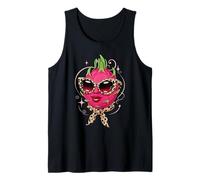 Sassy Dragon Fruit with Leopard Sunglasses & Scarf Tank Top