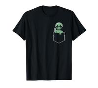 Sassy Green Alien Graphic With Attitude - Fake Pocket T-Shirt
