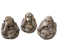 Sassy Home FC050 See Hear Speak No Evil Rustic Brown Outdoor Garden Orangutan Ornament Set, one Colour, 30 x 20 x 20 (Individual Size)