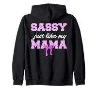 Sassy Just Like My Mama Checkered Coquette Bow Zip Hoodie