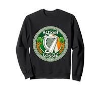 Sassy Lassie Funny St Patricks Day Irish Harp Ireland Flag Sweatshirt