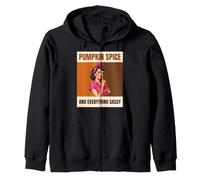 Sassy Pumpkin Spice Pin Up Girl Retro Fall Zip Hoodie