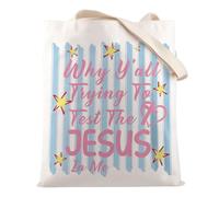 Sassy Religious Faith Tote Bag Why Y’all Trying To Test The Jesus In Me Religious Shoulder Bag Gift