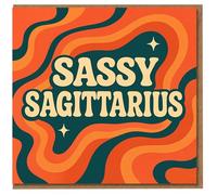 Sassy Sagittarius Birthday Card - Retro Zodiac Design, Funny Star Sign Greeting for November or December Birthdays