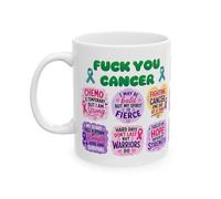SASSY SIPS F*ck Cancer Mug - Stronger Than Cancer Coffee Mug - Chemo Support Gift - Cancer Warrior Inspirational - Funny Motivational Ceramic Cup, 11oz