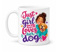 SASSY SIPS Personalised Just a Girl Who Loves Her Dog Ceramic Coffee Mug, White, Glossy Finish, Dual-Sided Design, 11oz, Dog Lover, Prefer Dogs to People Funny Cute Cup, Her, She