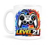 SASSY SIPS Personalised Level Up Birthday Gaming Mug - Cup for 16th, 18th & 21st Birthdays - Video Game Controller Design, Gamers, Teens, Birthdays, Ceramic 11oz (Age 21 (Boy))