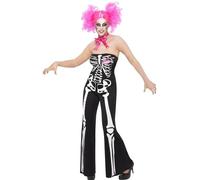 Sassy Skeleton Ladies Fancy Dress Day of the Dead Adult Halloween Costume Outfit