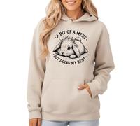 Sassy Souls A Bit Of A Mess But Doing My Rabbit Animals Womens Graphic Hoodie Sweatshirt Pullover Hooded Sweatshirt For Women L (16-18) Sand