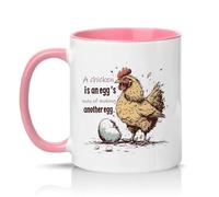 Sassy Souls A Chicken is an Eggs Way of Making Another Egg 11oz Ceramic Novelty Mug Chicken Lovers Funny Philosophical Quote Farm Life Tea Coffee Cup Gift Pink